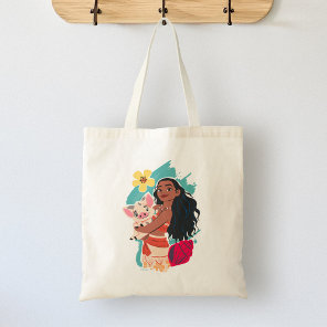 Moana Holding Pua Illustrated Graphic Tote Bag