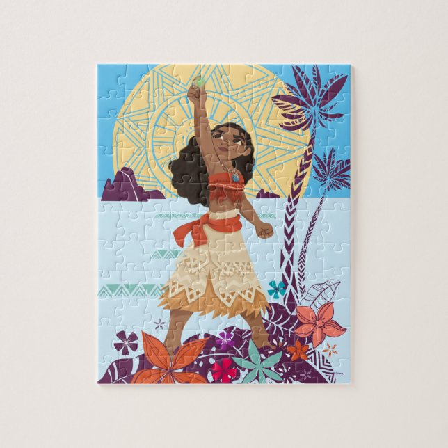 Moana Holds Up Heart of Te Fiti Jigsaw Puzzle (Vertical)