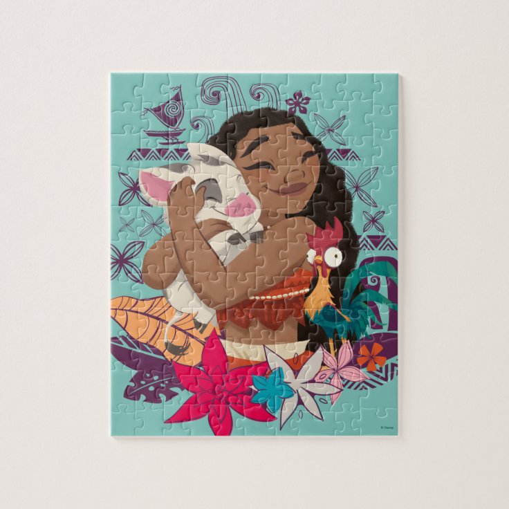 Moana Hugs Pua With Hei Hei Jigsaw Puzzle Zazzle