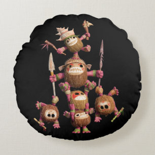 Moana   Kakamora - Coconut Pirates Round Pillow