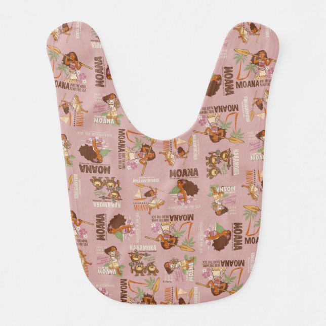 Moana & Kakamora Vintage Pattern Bib (Front)