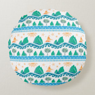 Moana Land And Sea Are One - Pattern Round Pillow