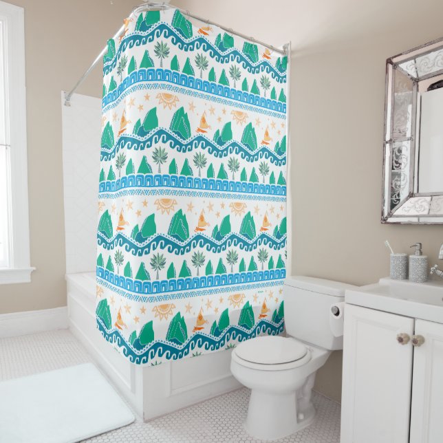 Moana | Land And Sea Are One - Pattern Shower Curtain (In Situ)