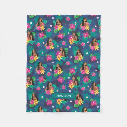 Moana Live Action Floral Seamless Pattern Fleece Blanket