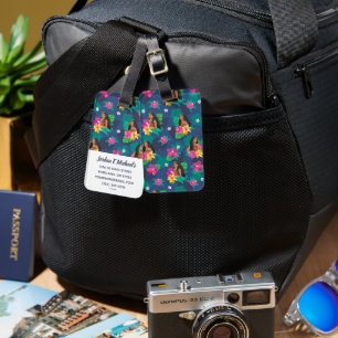 Moana Live Action Floral Seamless Pattern Luggage Tag