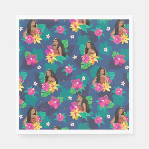 Moana Live Action Floral Seamless Pattern Napkins