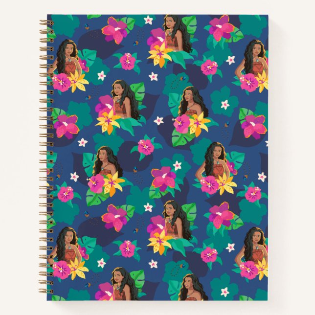 Moana Live Action Floral Seamless Pattern Notebook (Front)