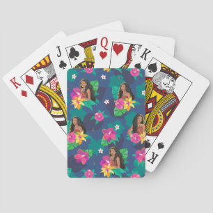 Moana Live Action Floral Seamless Pattern Poker Cards