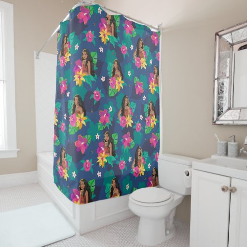 Moana Live Action Floral Seamless Pattern Shower Curtain