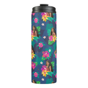 Moana Live Action Floral Seamless Pattern Thermal Tumbler
