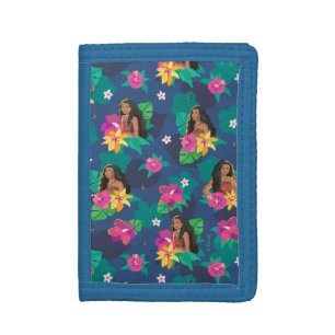Moana Live Action Floral Seamless Pattern Tri-fold Wallet