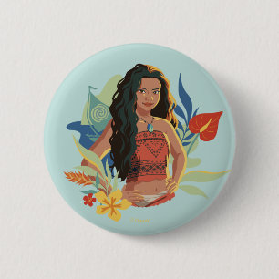 Moana Live Action Tropical Canoe Portrait Button