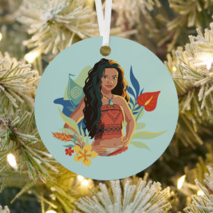 Moana Live Action Tropical Canoe Portrait Metal Ornament