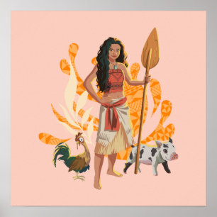Moana Live Action Wayfinder Pua Heihei Graphic Poster