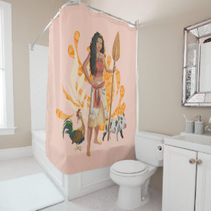 Moana Live Action Wayfinder Pua Heihei Graphic Shower Curtain