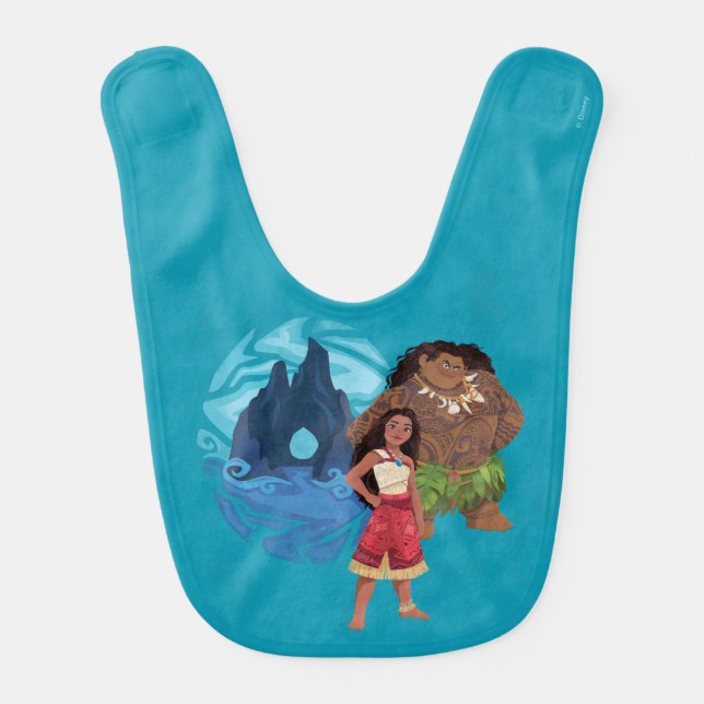 Moana & Maui Adventures in Oceania Baby Bib (Front)