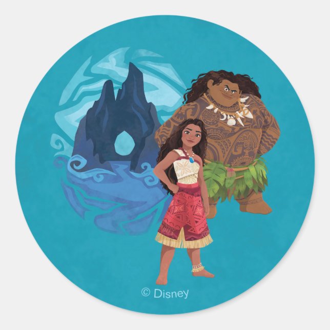 Moana & Maui Adventures in Oceania Classic Round Sticker (Front)