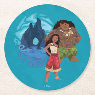 Moana & Maui Adventures in Oceania Round Paper Coaster