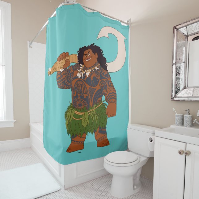 Moana | Maui - Hook Has The Power Shower Curtain (In Situ)