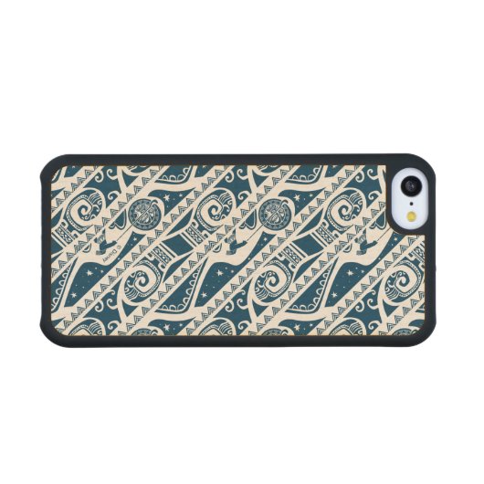 Moana | Maui - Shape Shifter Pattern Carved Wood iPhone Case (Front (horizontal))