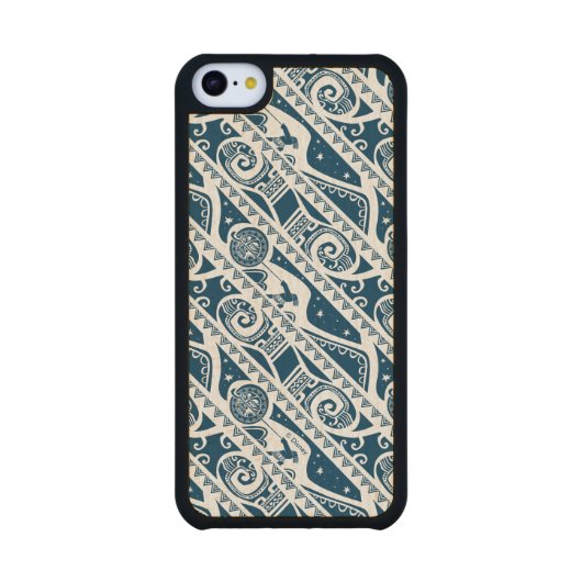 Moana | Maui - Shape Shifter Pattern Carved Wood iPhone Case (Back)