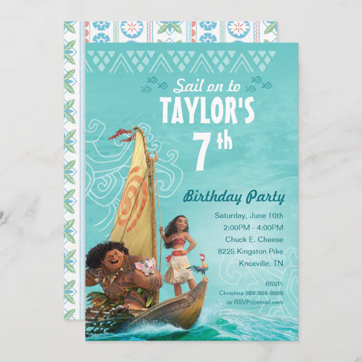 Pack of 12 A5 Invitations With Envelopes Party Supplies / Accessories Splash Design Disney Moana Birthday Party Invites
