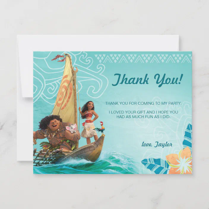 Moana Oceania Birthday Thank You Card Zazzle Com