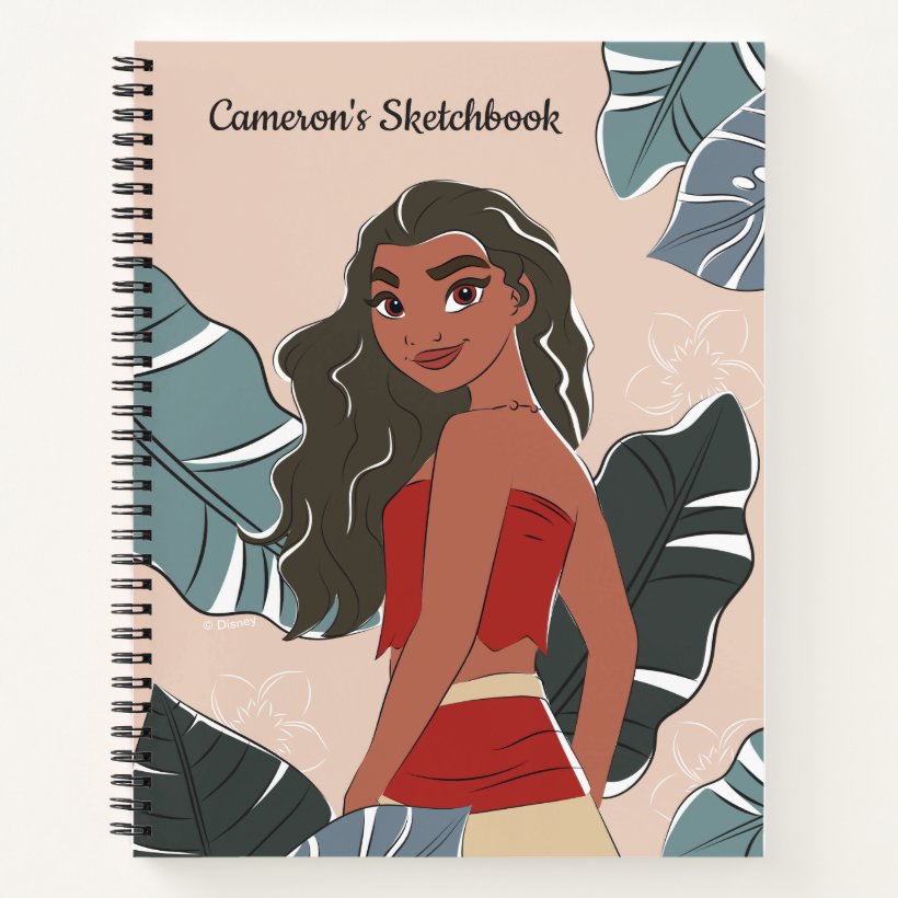 Moana Pastel Floral Graphic Sketch Notebook (Front)