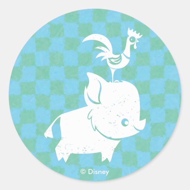 Moana | Pua & Heihei - Silhouette Classic Round Sticker (Front)
