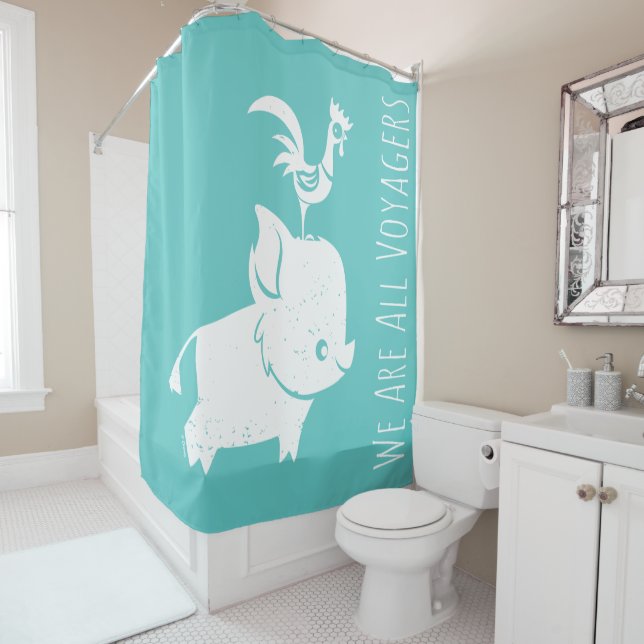 Moana | Pua & Heihei - Silhouette Shower Curtain (In Situ)