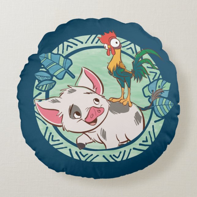 Moana | Pua & Heihei Voyagers Round Pillow (Front)
