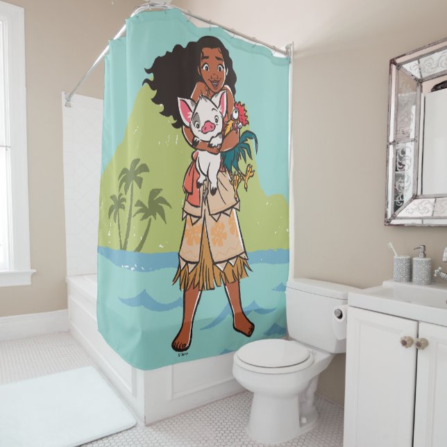 Moana | Pua & Heihei - Voyagers Shower Curtain (In Situ)