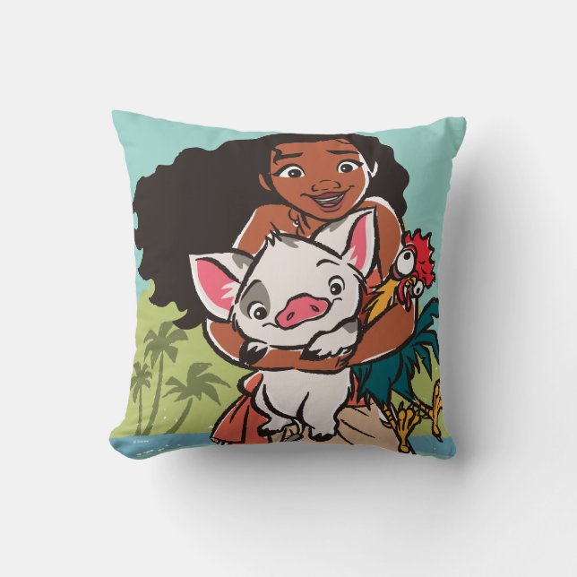 Moana | Pua & Heihei - Voyagers Throw Pillow (Front)