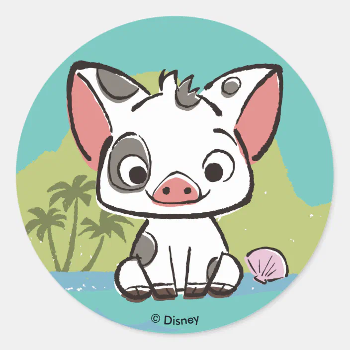 Moana Pua The Pot Bellied Pig Classic Round Sticker Zazzle Com