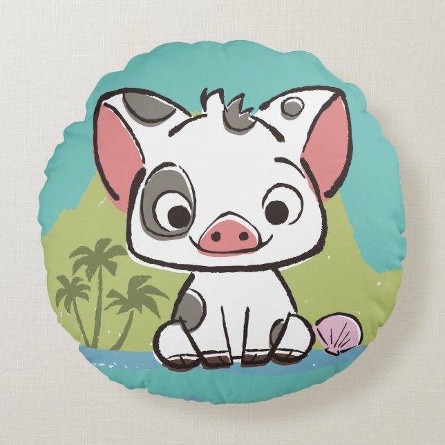 Moana | Pua The Pot Bellied Pig  Round Pillow (Front)