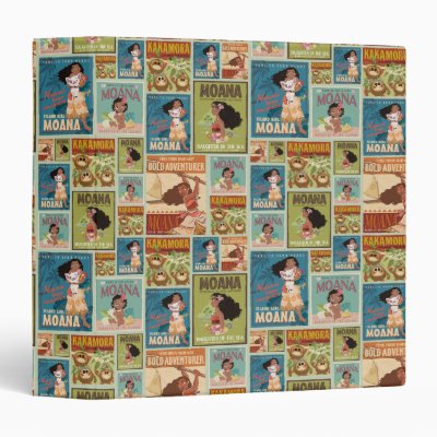 Moana | Retro Poster Pattern 3 Ring Binder