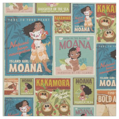 Moana | Retro Poster Pattern Fabric