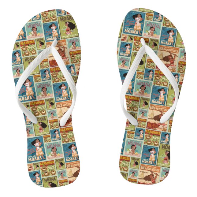 Moana | Retro Poster Pattern Flip Flops (Footbed)