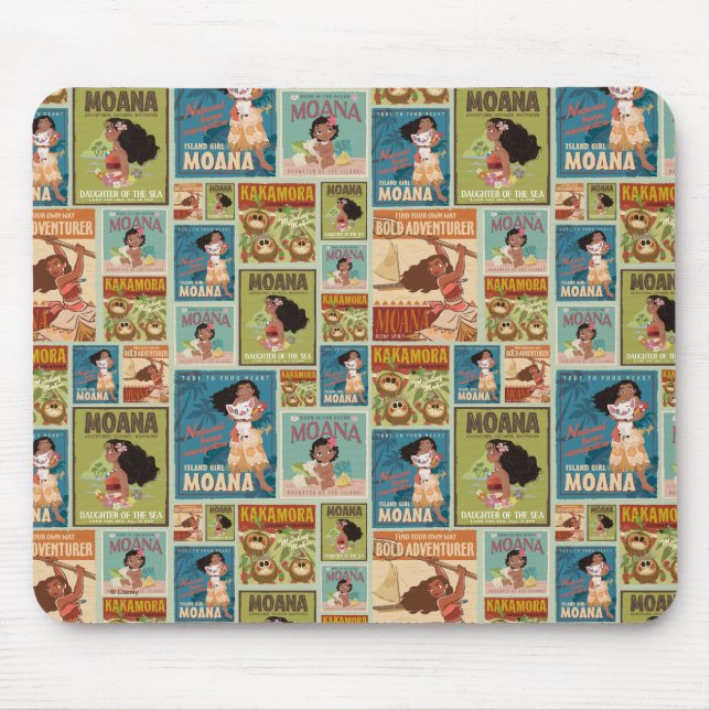 Moana | Retro Poster Pattern Mouse Pad (Front)