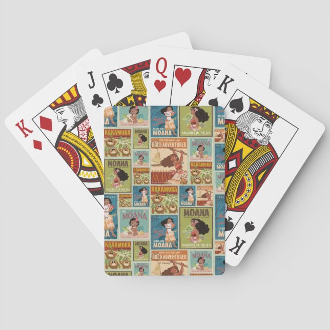 Moana | Retro Poster Pattern Playing Cards (Back)