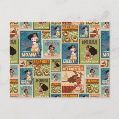 Moana | Retro Poster Pattern Postcard