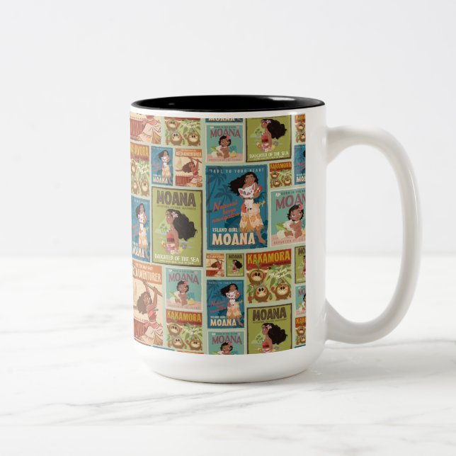 Moana | Retro Poster Pattern Two-Tone Coffee Mug (Right)