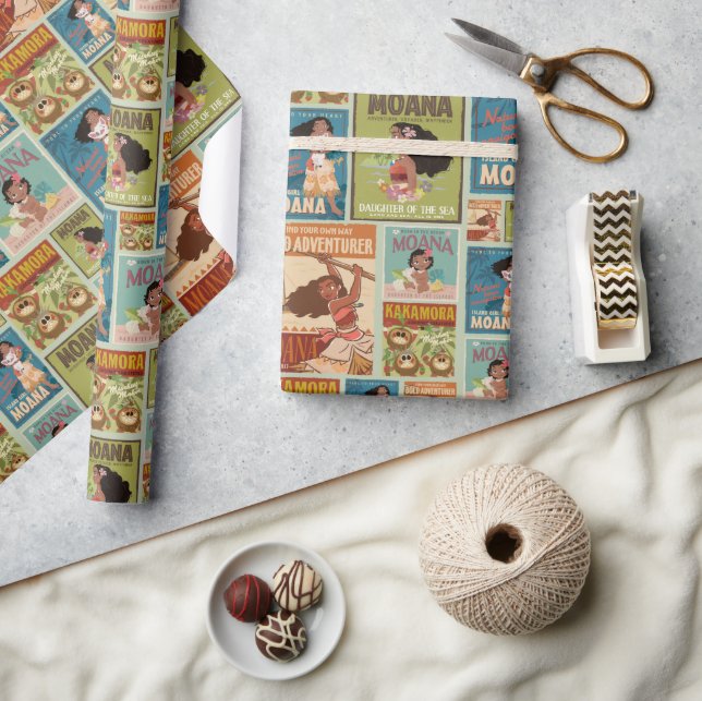 Moana | Retro Poster Pattern Wrapping Paper (Crafts)