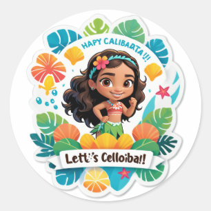 Moana’s Island Birthday Vibes Classic Round Sticker