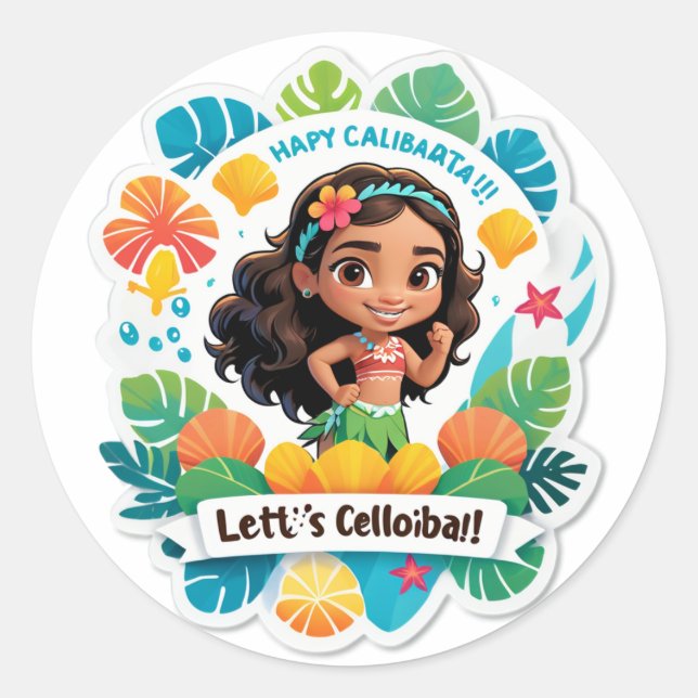 Moana’s Island Birthday Vibes Classic Round Sticker (Front)