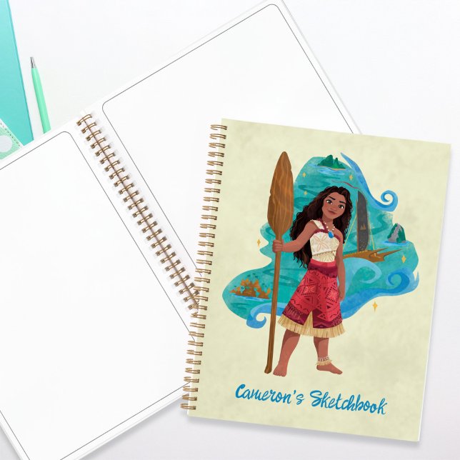 Moana Sailing Spirit Notebook (Sketchbook on desk)