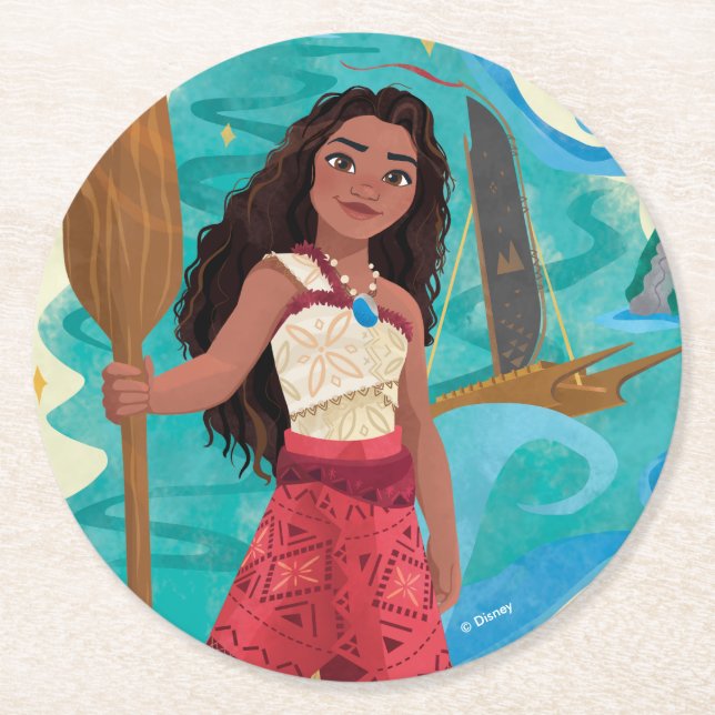 Moana Sailing Spirit Round Paper Coaster (Front)