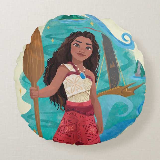Moana Sailing Spirit Round Pillow (Front)