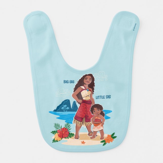 Moana & Simea: Big Sis Little Sis Baby Bib (Front)