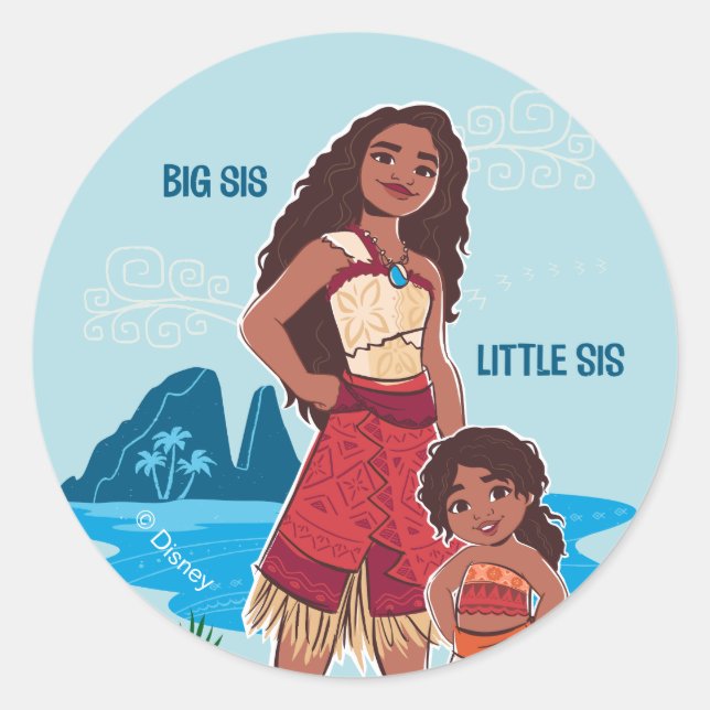 Moana & Simea: Big Sis Little Sis Classic Round Sticker (Front)